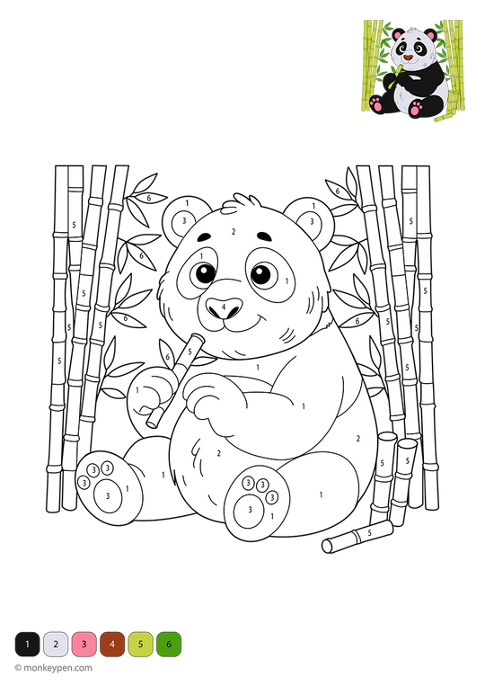 Panda Color by Number – Free Worksheet for Toddlers