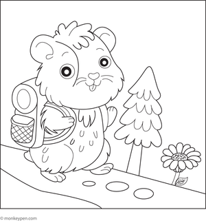 printable Guinea Pig Adventure coloring sheet for kids