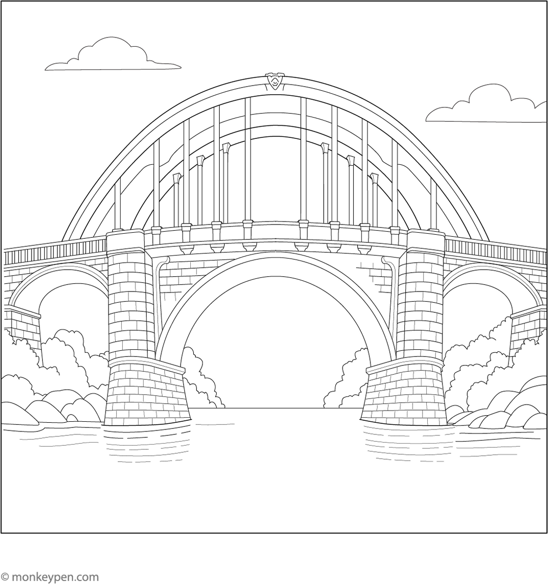Bridge Coloring Page - Free Coloring Page PDF