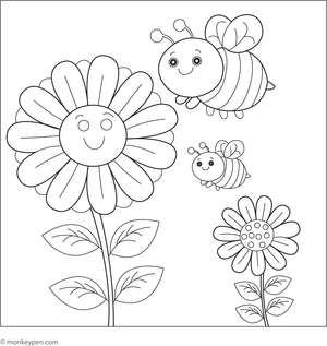 Bumblebee perched on a giant daisy with detailed petals, leaves, and a sunny background.
