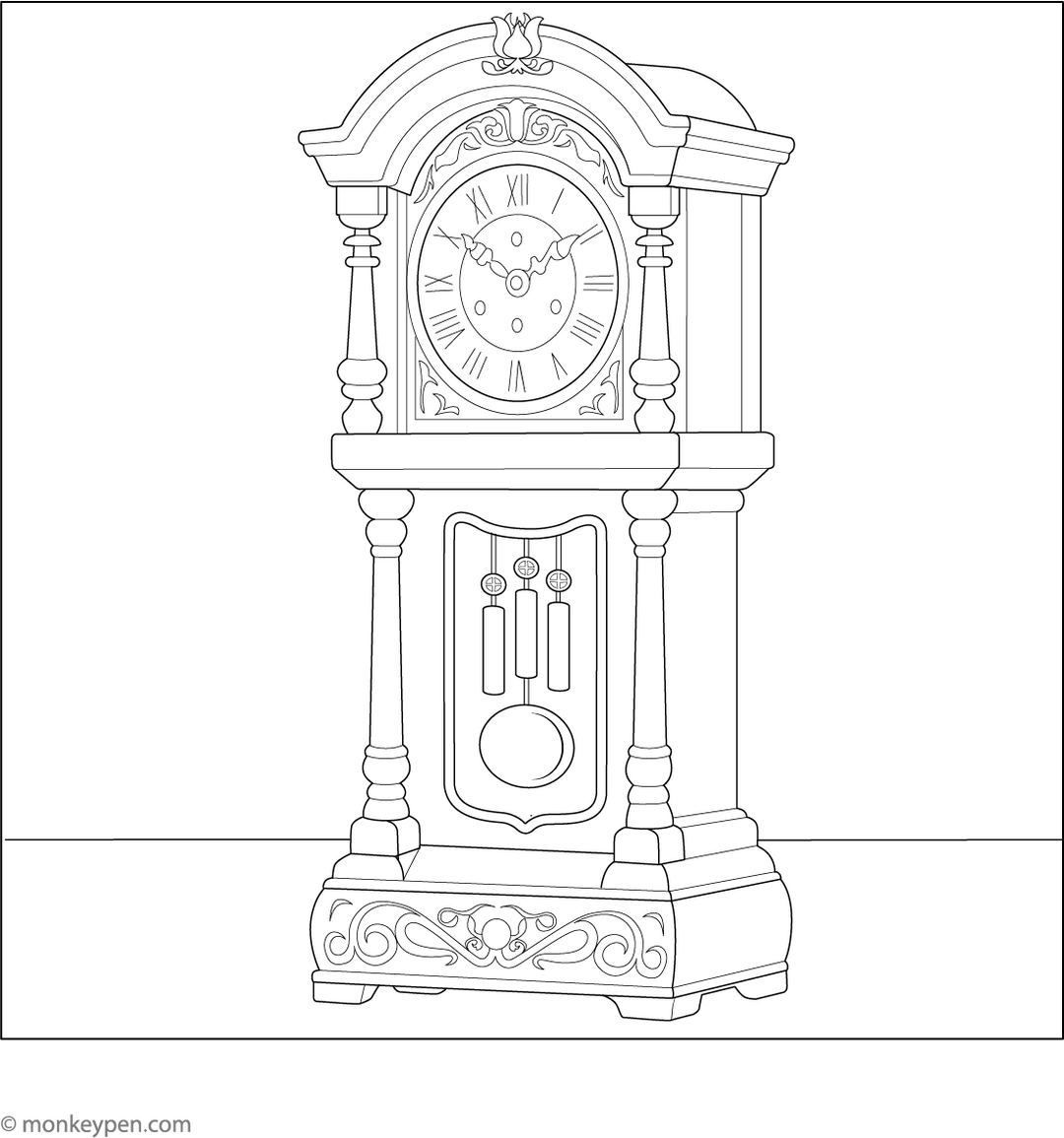 Vintage Clock Coloring Page – Free Printable Fun for Kids