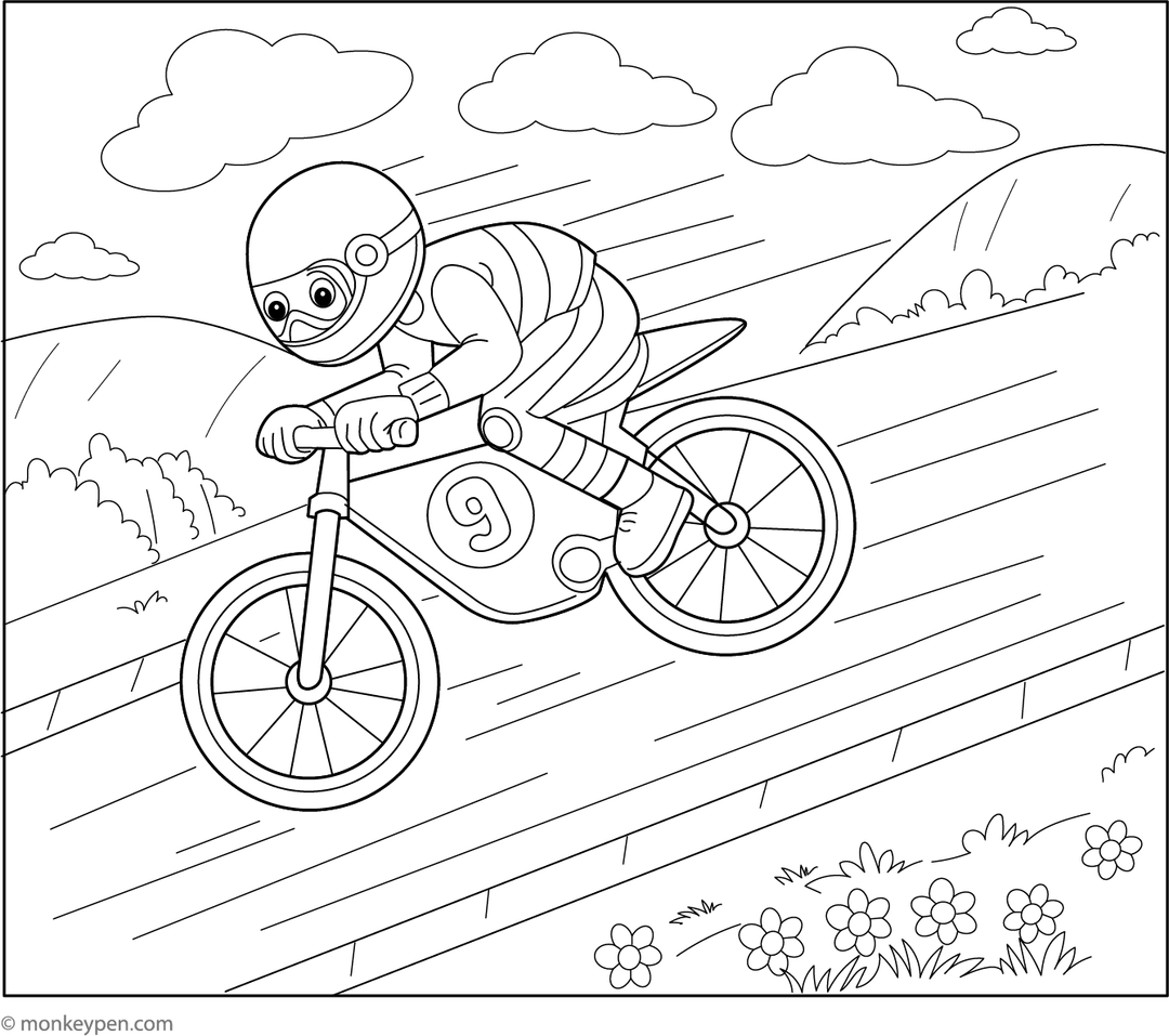 Speedway Amca Colouring In Speedy Racer on the Open Road | Free Coloring Page