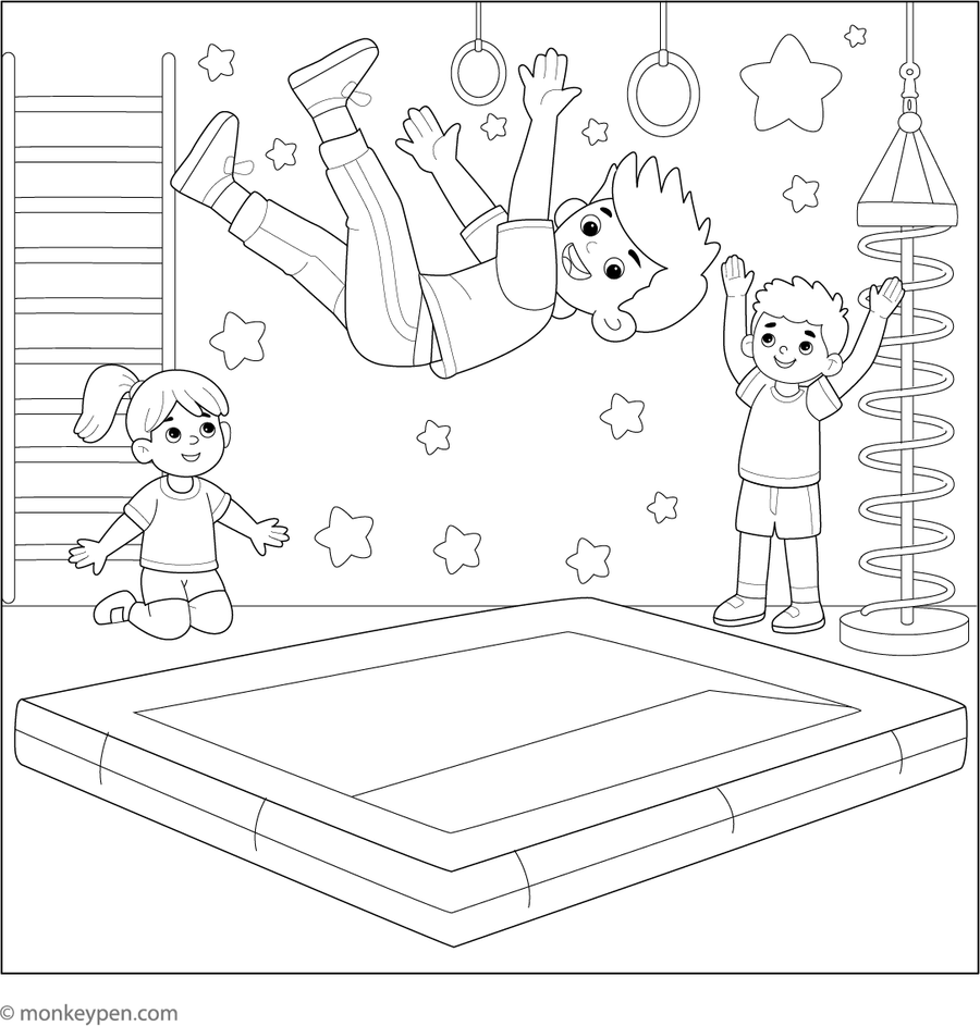 Gymnastic Backflip | Free Coloring Page Printable PDF