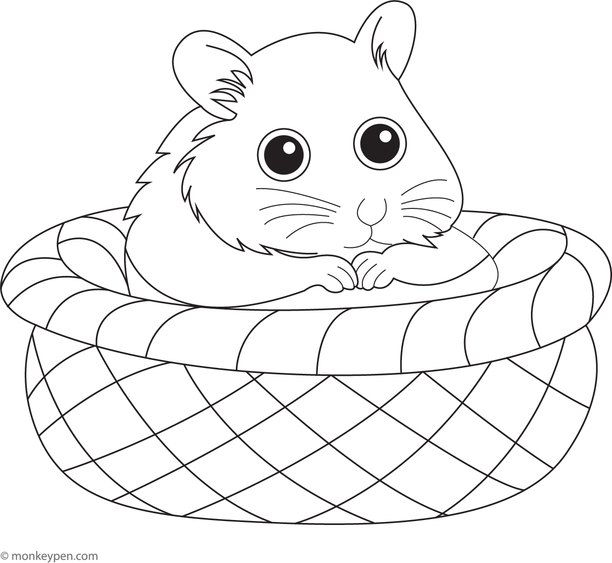 Hamster in a Cozy Nest | Free Coloring Page