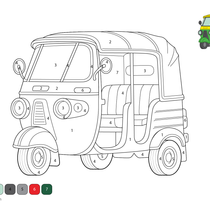 Autorickshaw Color by Number PDF – Easy Coloring Page Download