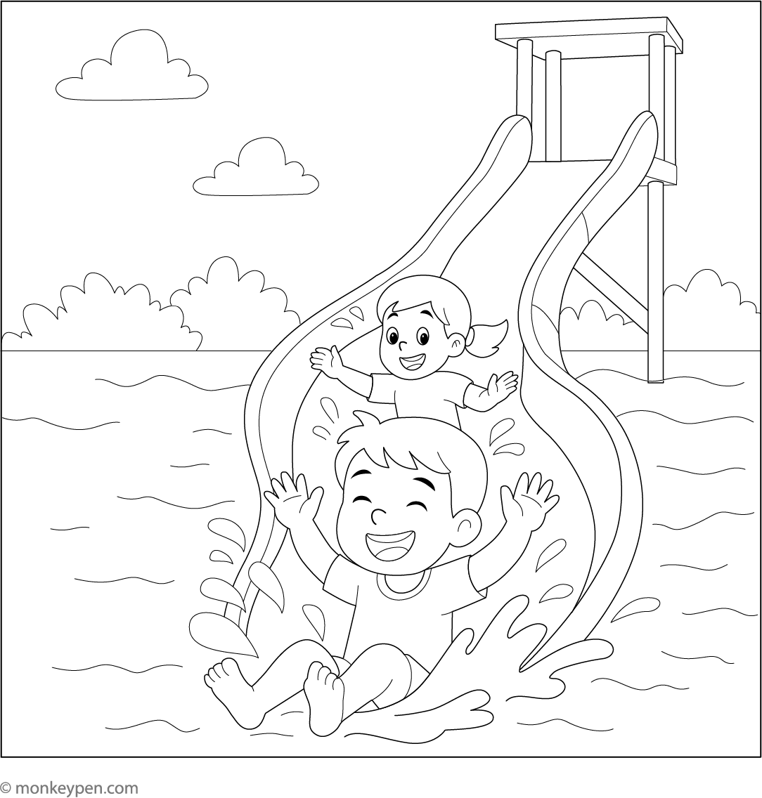 Water Slide Coloring Page Water Slide Coloring Page At