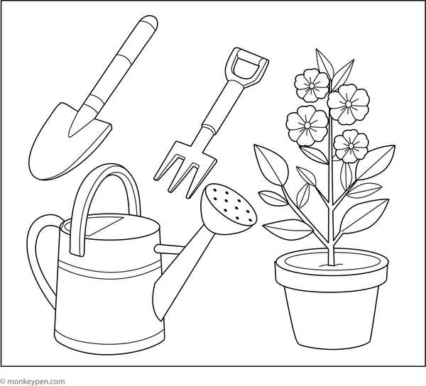 Garden Tools Coloring Page