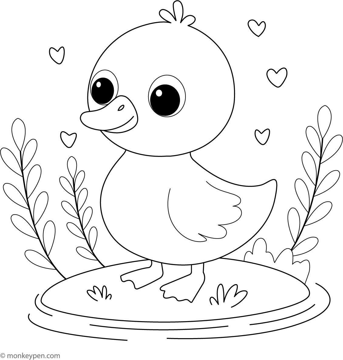 Cute Duckling Coloring Pages