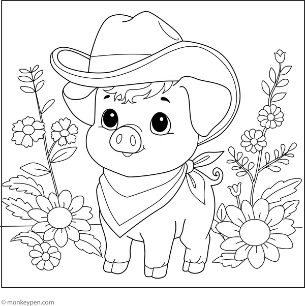 Cute Piglet Coloring Page