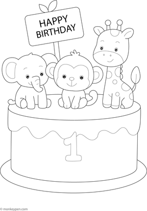 Cakes shaped and decorated like various animals, awaiting coloring.