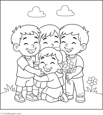 Friendship Day Hug | Free Coloring Pages