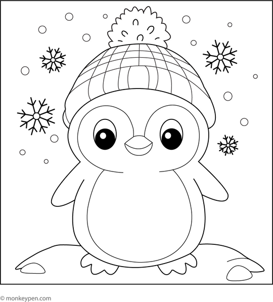 Free Printable Cute Penguin Coloring Page for Kids