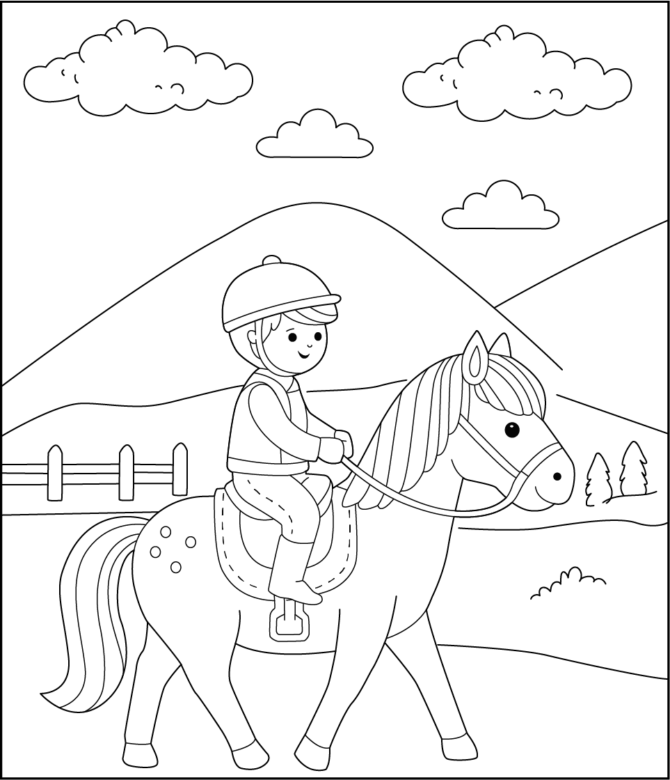 Free Printable Horse Rider Coloring Page – Fun for Kids