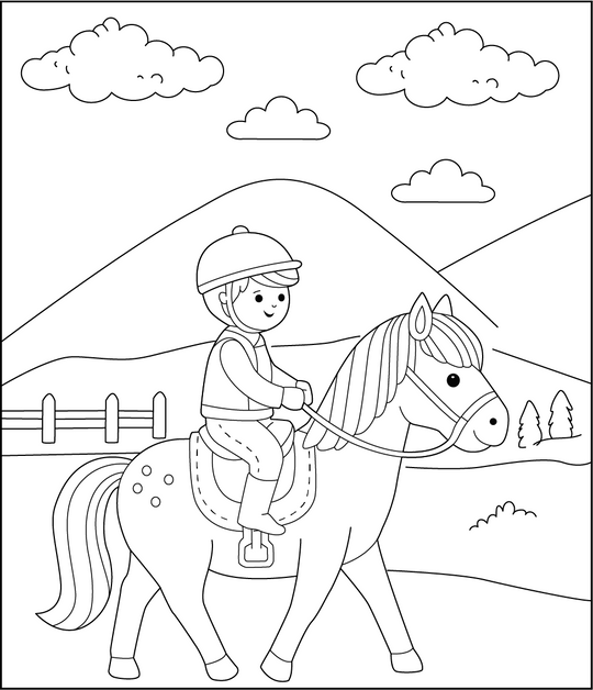 Free Printable Horse Rider Coloring Page – Fun for Kids