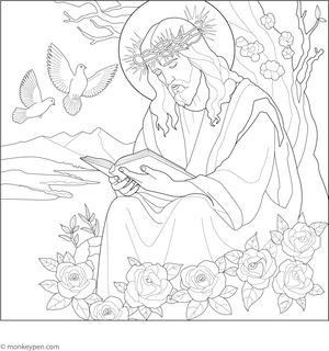 Jesus with Thorn Crown Coloring Page
