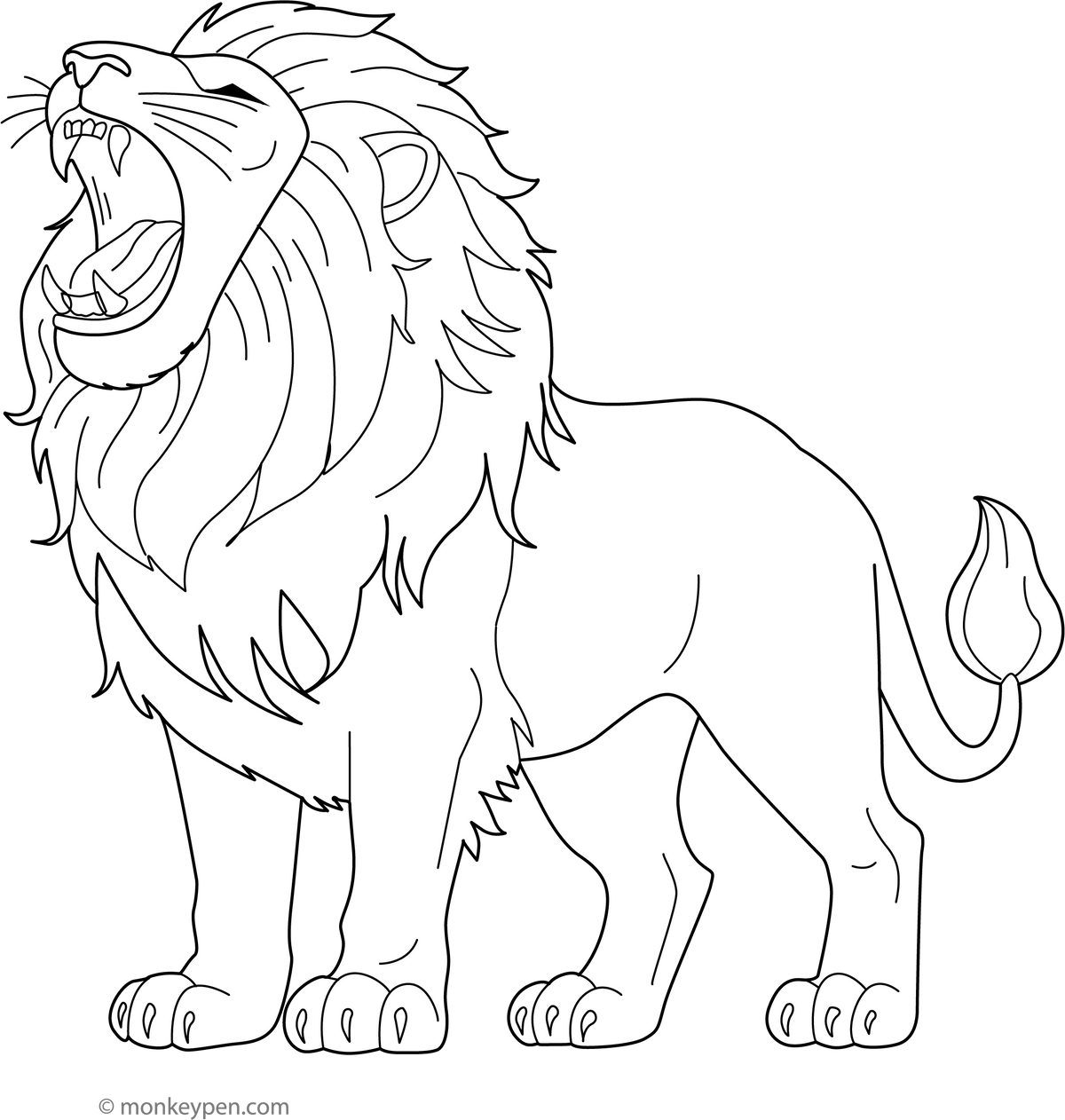 Roaring Lion Coloring Page – Free Printable Fun for Kids