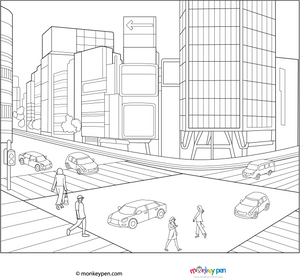 Shibuya Crossing Coloring Page