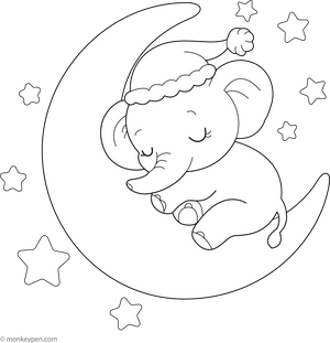 Sleeping Elephant Coloring Page