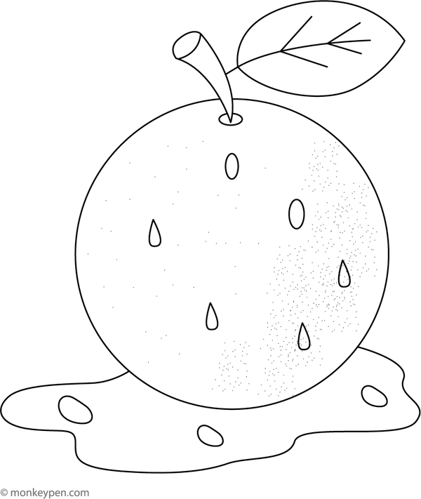  Fresh orange with shiny dew drops for children to color.
