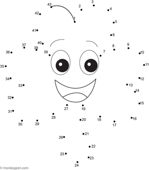 Educational dot-to-dot worksheet featuring a cartoon leaf with stem for number connection and coloring.