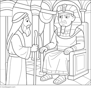 Printable coloring page of Pharaoh’s grand palace in Egypt, featuring tall columns and intricate royal decorations. 