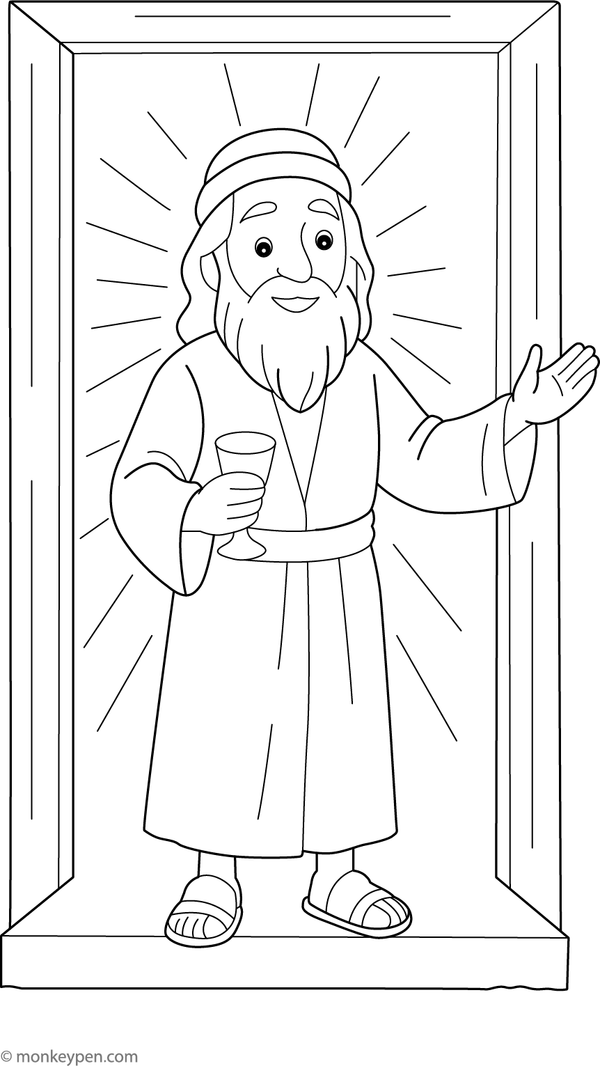 Printable coloring page of Prophet Elijah praying on a mountain, demonstrating faith and strength as he calls upon God.