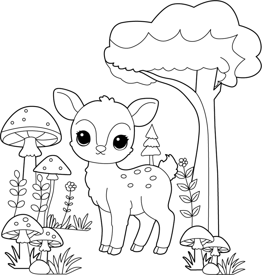 Baby Deer Coloring Page – Free Printable PDF for Kids