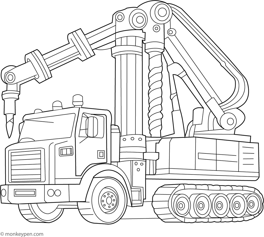 Pile Driver Truck | Free Coloring Pages