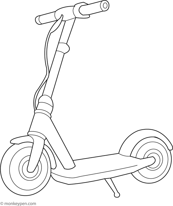  Basic mini scooter coloring page suitable for beginners, designed for young children to practice coloring skills.