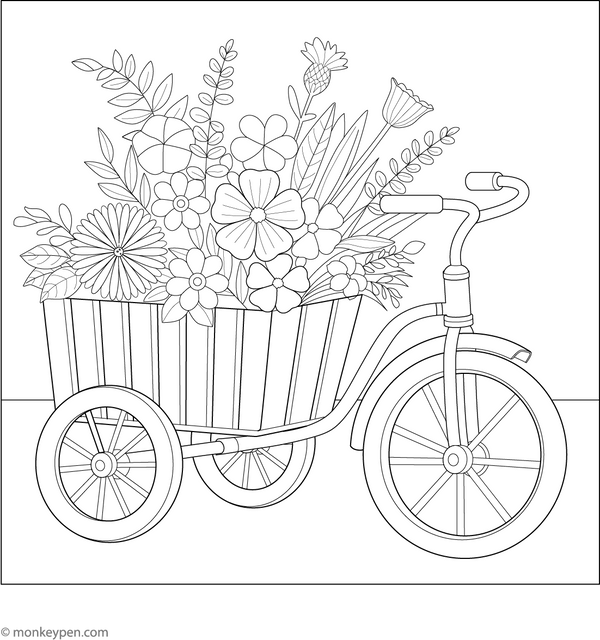 Floral Carriage Coloring Page