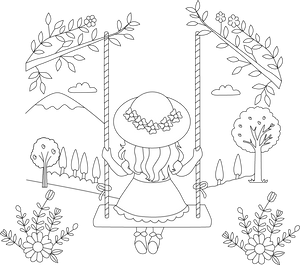Girl in the Swing Coloring Page – fun and educational printable for children