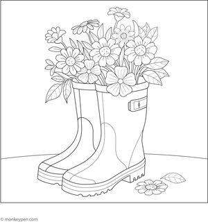 Flower Rain Boot Coloring Page