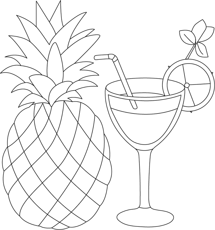 Printable Cocktail Coloring Page PDF for Children