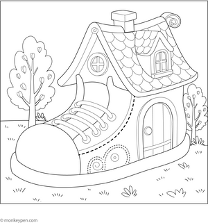 Shoe House Coloring Page