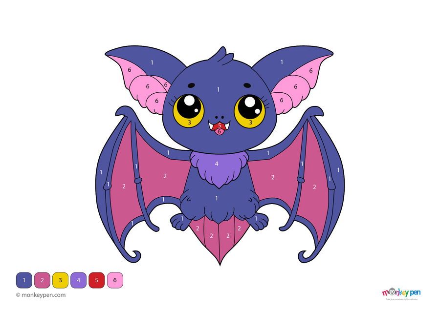Bat Math Color By Number Vampire Bat Color by Number – Free Printable PDF for Kids