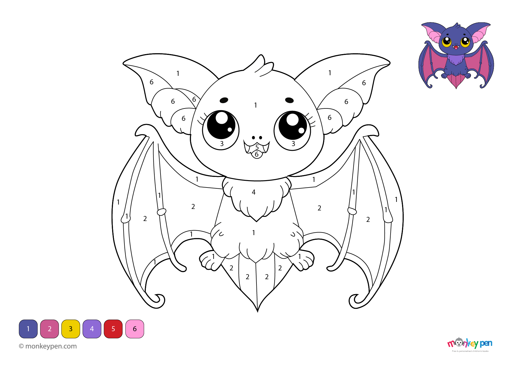 Bat Math Color By Number Vampire Bat Color by Number – Free Printable PDF for Kids