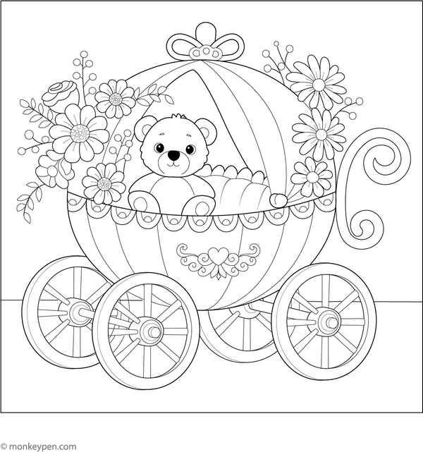 Vintage Baby Pram Coloring Page