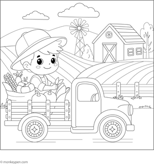 Country Farm Coloring Page