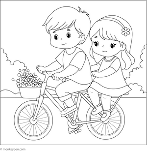 Bicycle Ride Coloring Page