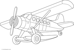 Water Landing Airplane Coloring Page