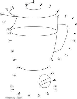 Educational dot-to-dot activity of a kitchen blender for children to connect and color.