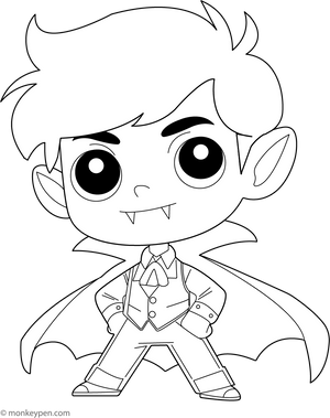 Cartoon Vampire Boy Image Coloring Page – transportation-themed printable for kids