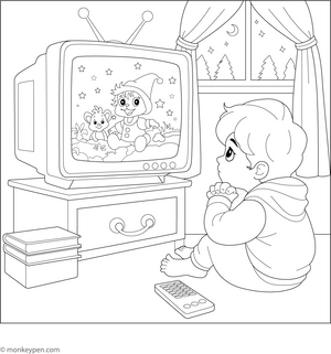 Child Watching Tv Coloring Page – fun and educational printable for children