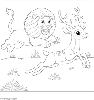 Lions and Prey Coloring Page