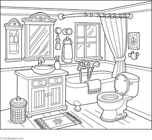 Bath Room Coloring Page – fun and educational printable for children