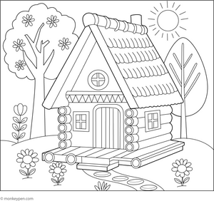 Hut Coloring Page