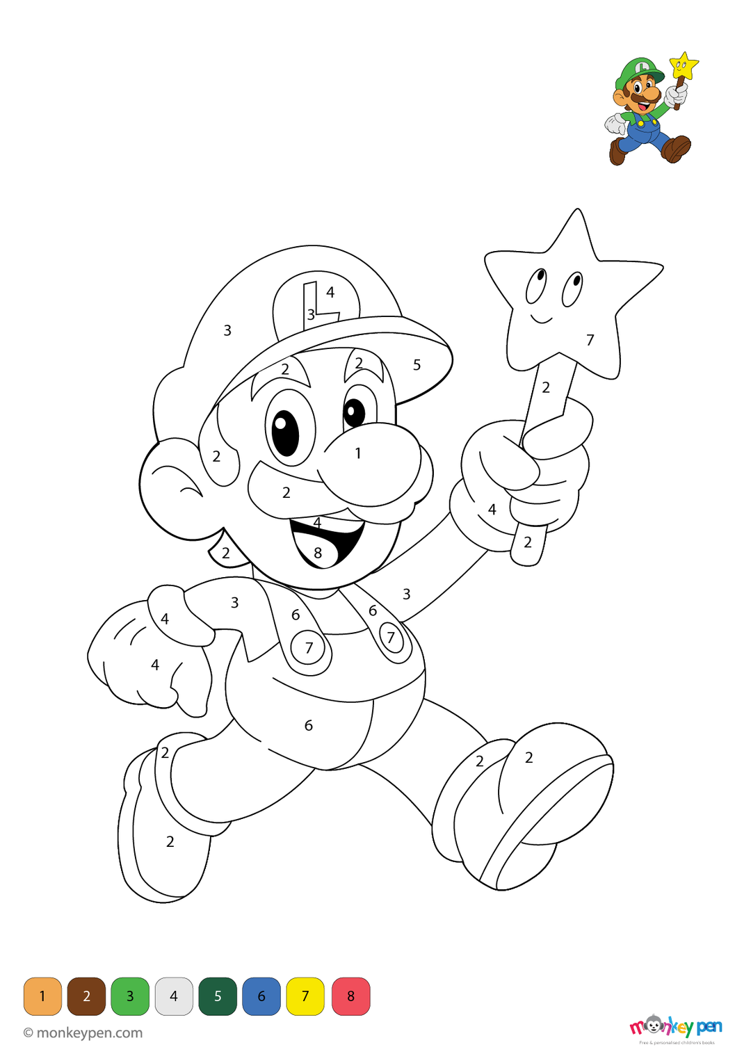 Luigi Character Color by Number