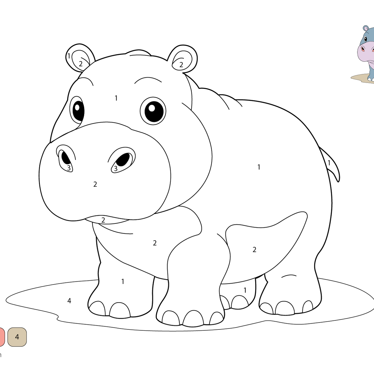 Hippo Color by Number