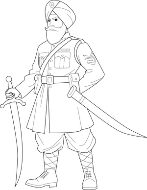 Sikh Soldier coloring page – fun and educational printable for children