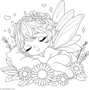 Sleeping Fairy Coloring Page